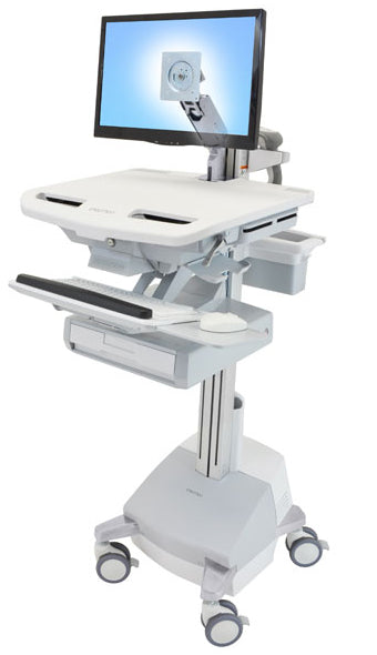 Ergotron StyleView SV44-1211-C – Computerwagen mit LCD-Arm, 1 Schublade, mit SLA-Akku, bis 24", Grau/Weiss