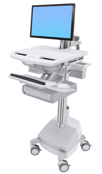 Ergotron SV44-12A1-C – Computerwagen mit LCD-Arm, 2 Schubladen, mit SLA-Akku, bis 24", Grau/Weiss