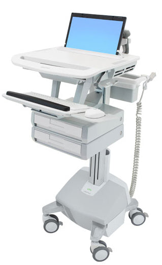 Ergotron StyleView SV44-1122-C – Laptop-Computerwagen, 2 Schubladen, mit LiFe-Akku, bis 17,3", Grau/Weiss