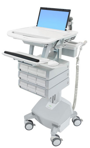 Ergotron SV44-1192-C – Laptop-Computerwagen, 9 Schubladen, mit LiFe-Akku, bis 17,3", Grau/Weiss, Aluminium