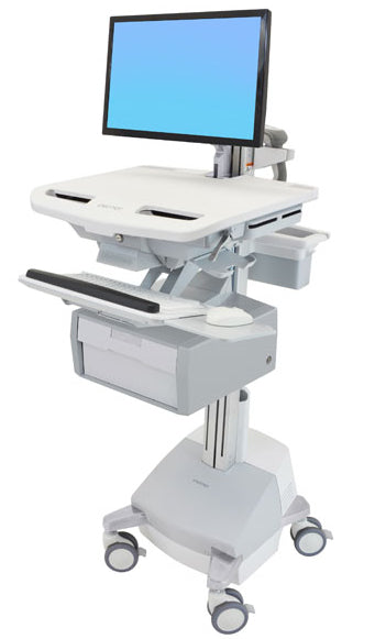 Ergotron StyleView SV44-12B1-C – Computerwagen mit LCD-Arm, 1 Schublade, mit SLA-Akku, bis 24", Grau/Weiss