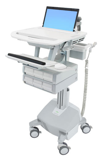 Ergotron StyleView SV44-1162 – Laptop-Computerwagen, 6 Schubladen, mit LiFe-Akku, bis 17,3", Grau/Weiss