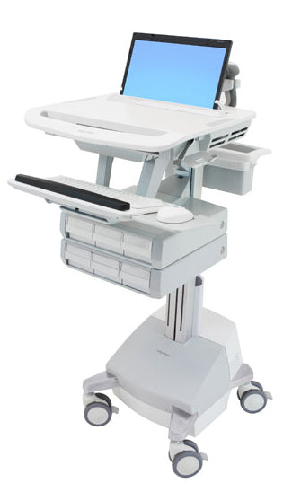 Ergotron StyleView SV44-1161-C – Laptop-Computerwagen, 6 Schubladen, mit SLA-Akku, bis 17,3", Grau/Weiss