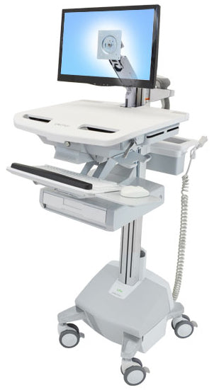 Ergotron Boden-Prospekthalter, Aluminium, Grau, Weiss, Höhenverstellbar, VESA-Halterung