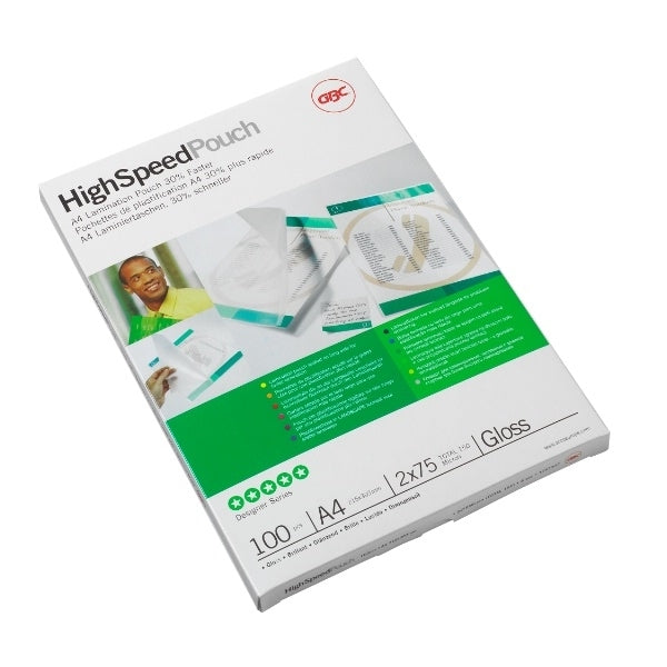 GBC Laminierfolien A4, glänzend – 75 µm, 216 × 303 mm, 100 Stk.