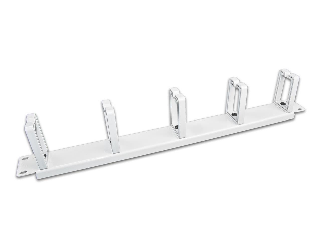 WIREWIN Kabelführungspanel 1HE – Kunststoff, Weiss, mit 5 Metallringen, 1er-Pack, für 19"-Rack