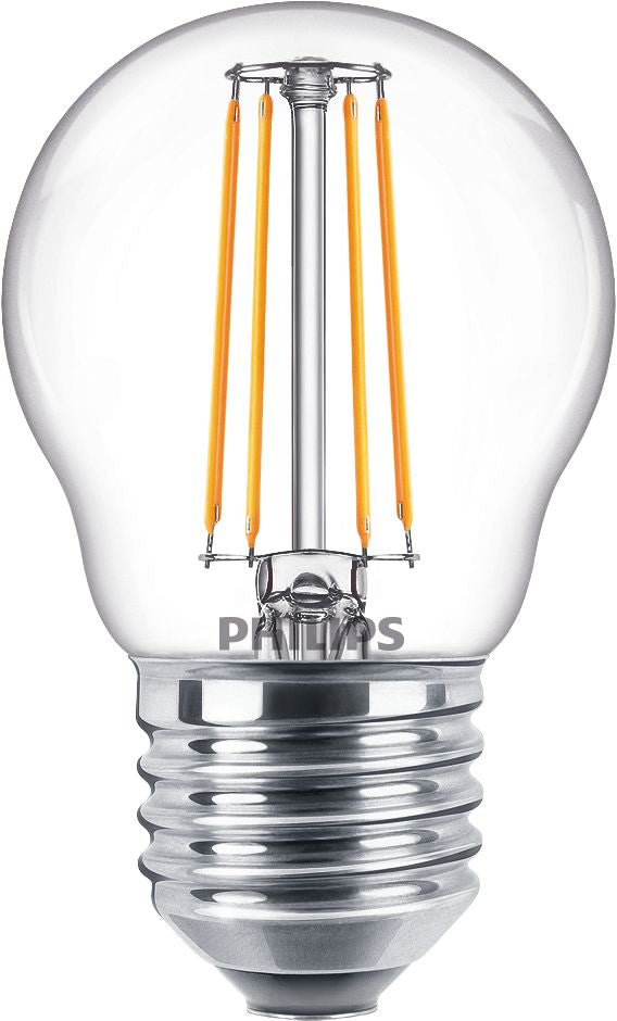 Philips LED-Leuchtmittel E27 Kerze – 470 lm, 4,3 W, Warmweiss 2700 K – IP44 – 1 Stk. – Transparent