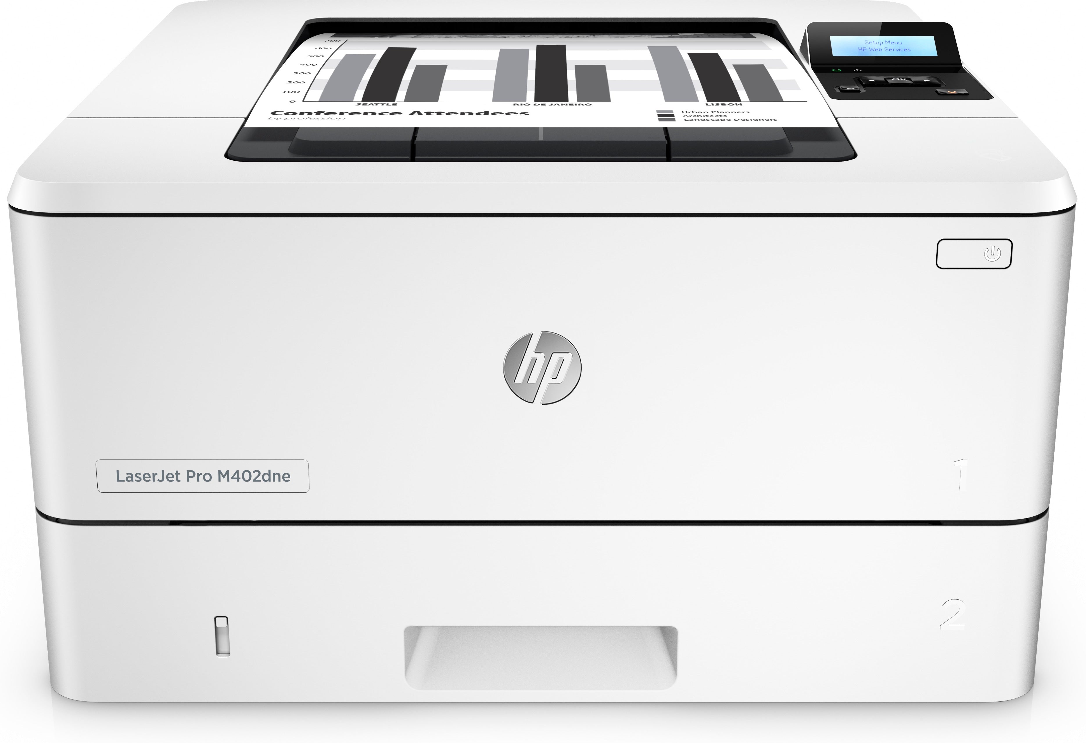 HP LaserJet Pro M402dne – Schwarz-Weiss, A4, Duplex, LAN, USB, 38 Seiten pro Minute, AirPrint, Mopria