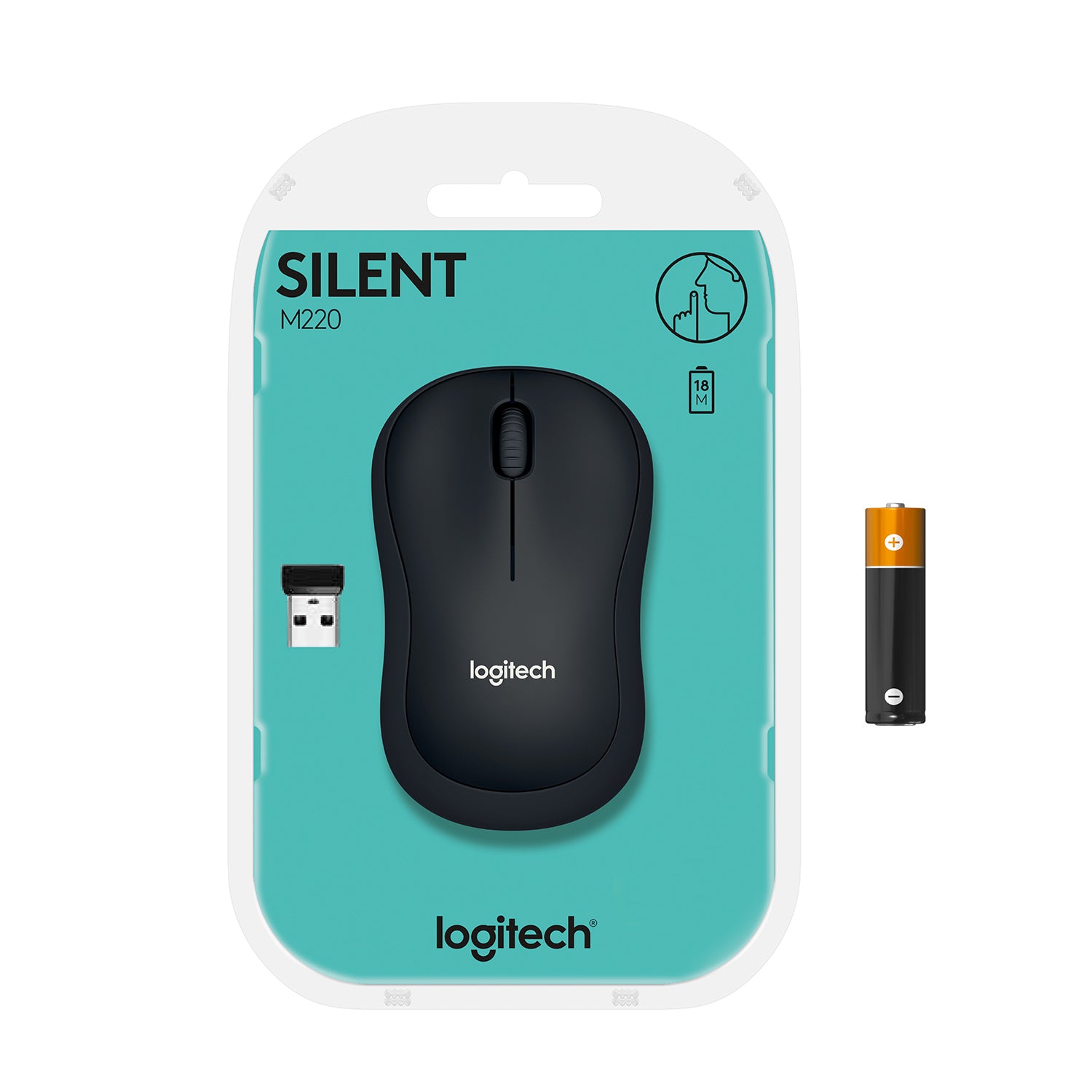 Logitech M220 Silent Maus – kabellos, 2,4 GHz, schwarz