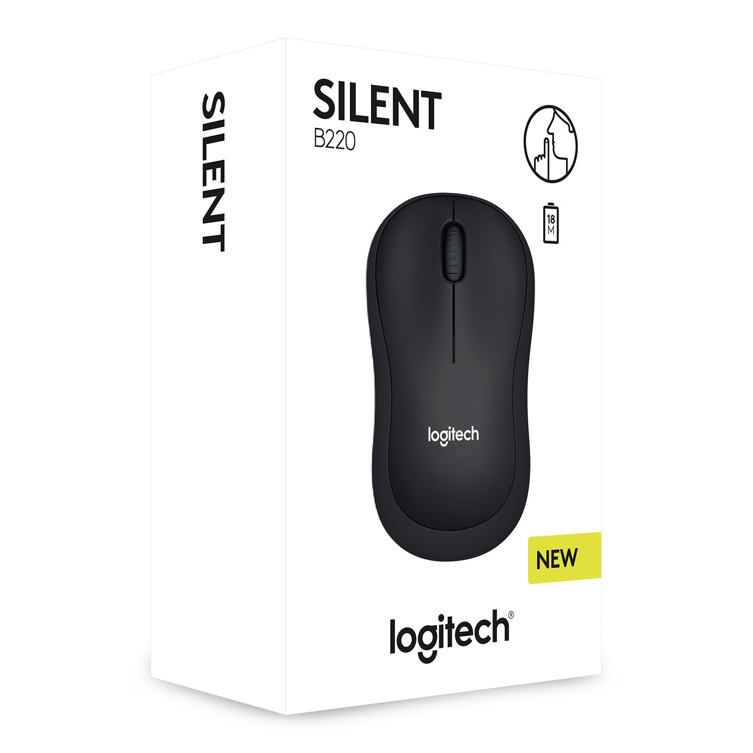 Logitech B220 Silent Maus – kabellos, 2,4 GHz, Silent-Tasten, schwarz