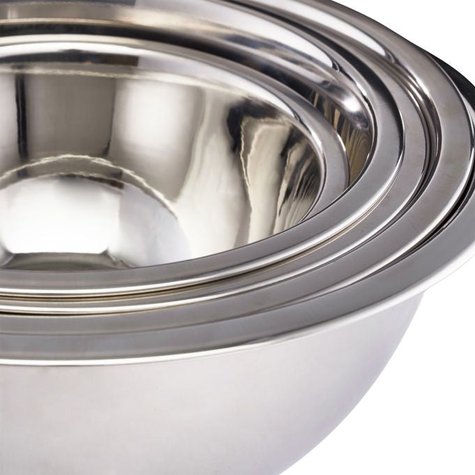 Relaxdays Rührschüssel-Set 3 l, Ø 26 × 9,5 cm, Edelstahl, 5-teilig