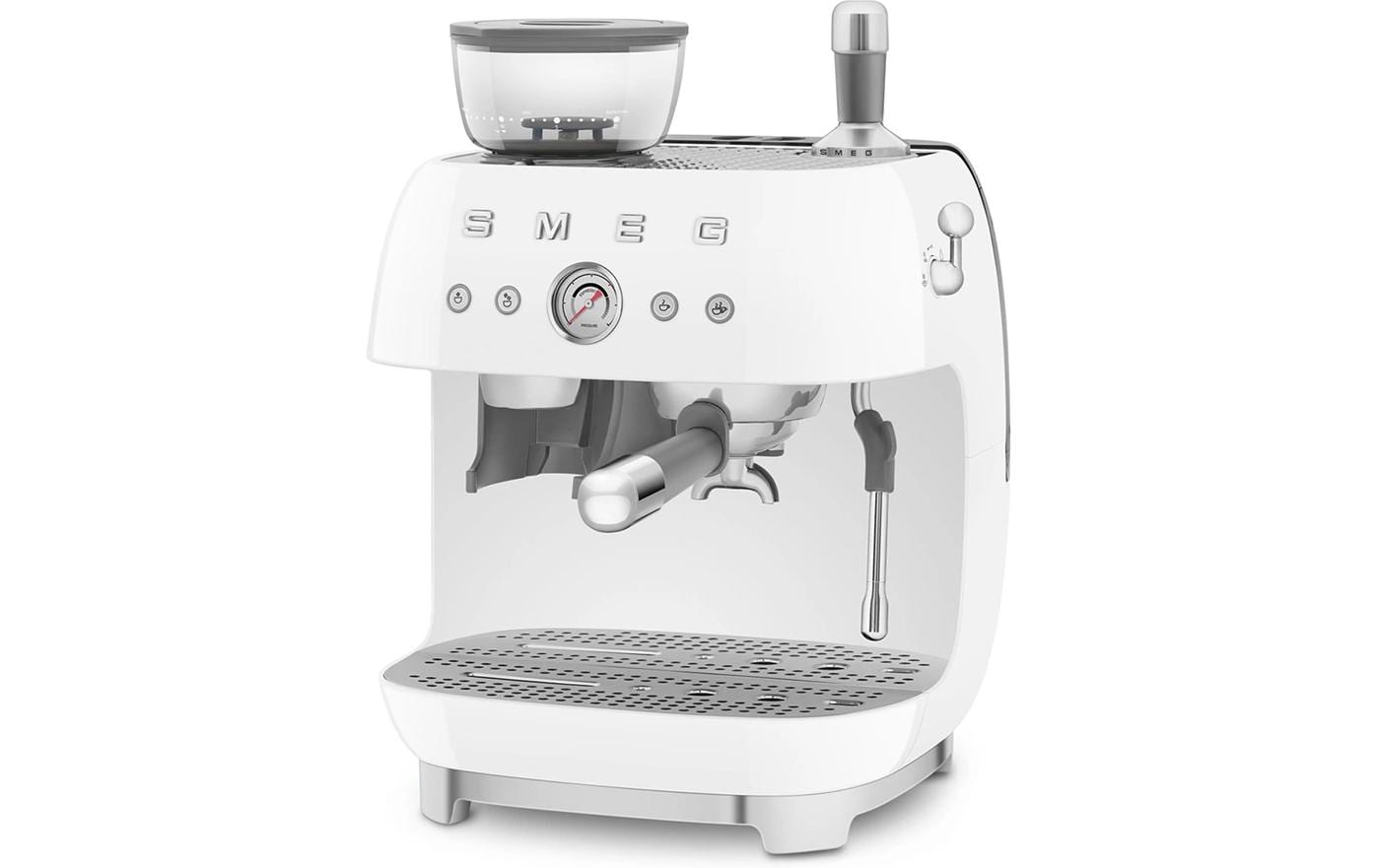 Smeg 50's EGF03WHEU Siebträgermaschine – 15 bar, 2,4 l, 250 g, Kegelmahlwerk, Weiss