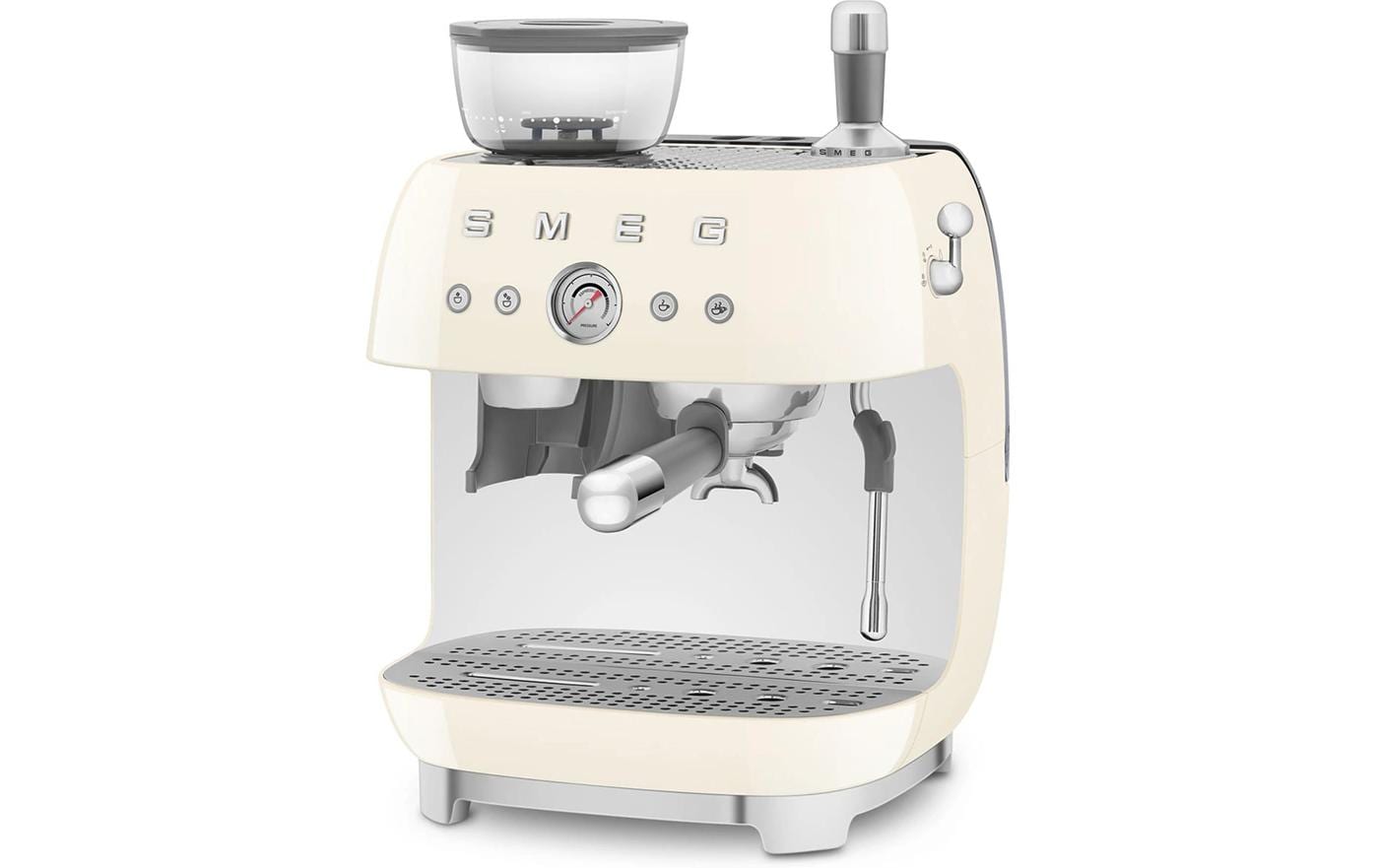 Smeg 50's EGF03CREU Siebträgermaschine – 15 bar, 2,4 l, 250 g, Kegelmahlwerk, Crème