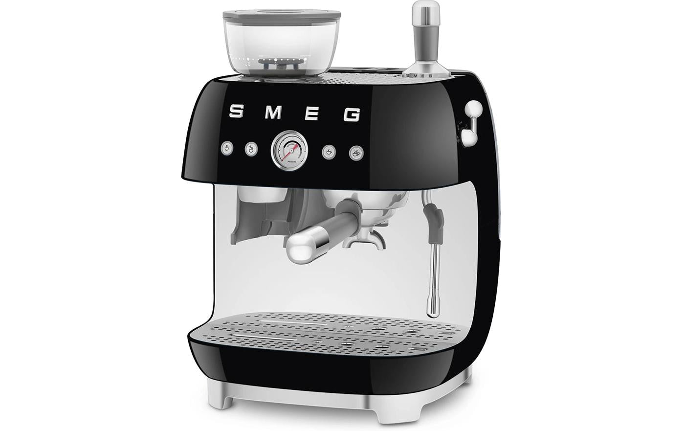 Smeg 50's EGF03BLEU Siebträgermaschine – 15 bar, 2,4 l, 250 g, Kegelmahlwerk, Schwarz