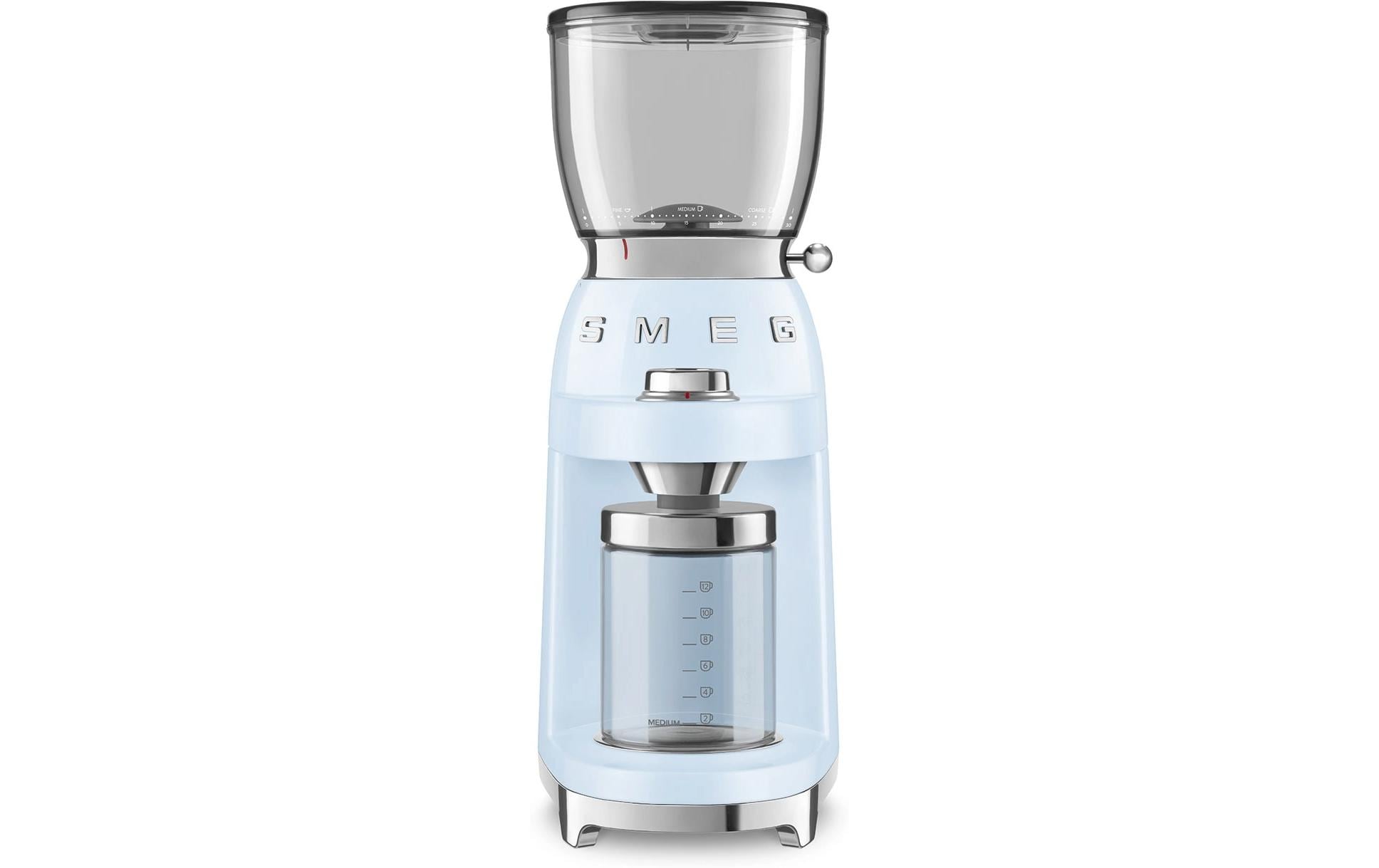 Smeg Kaffeemühle CGF11PBEU – Kegelmahlwerk, 350 g, 150 W, Hellblau