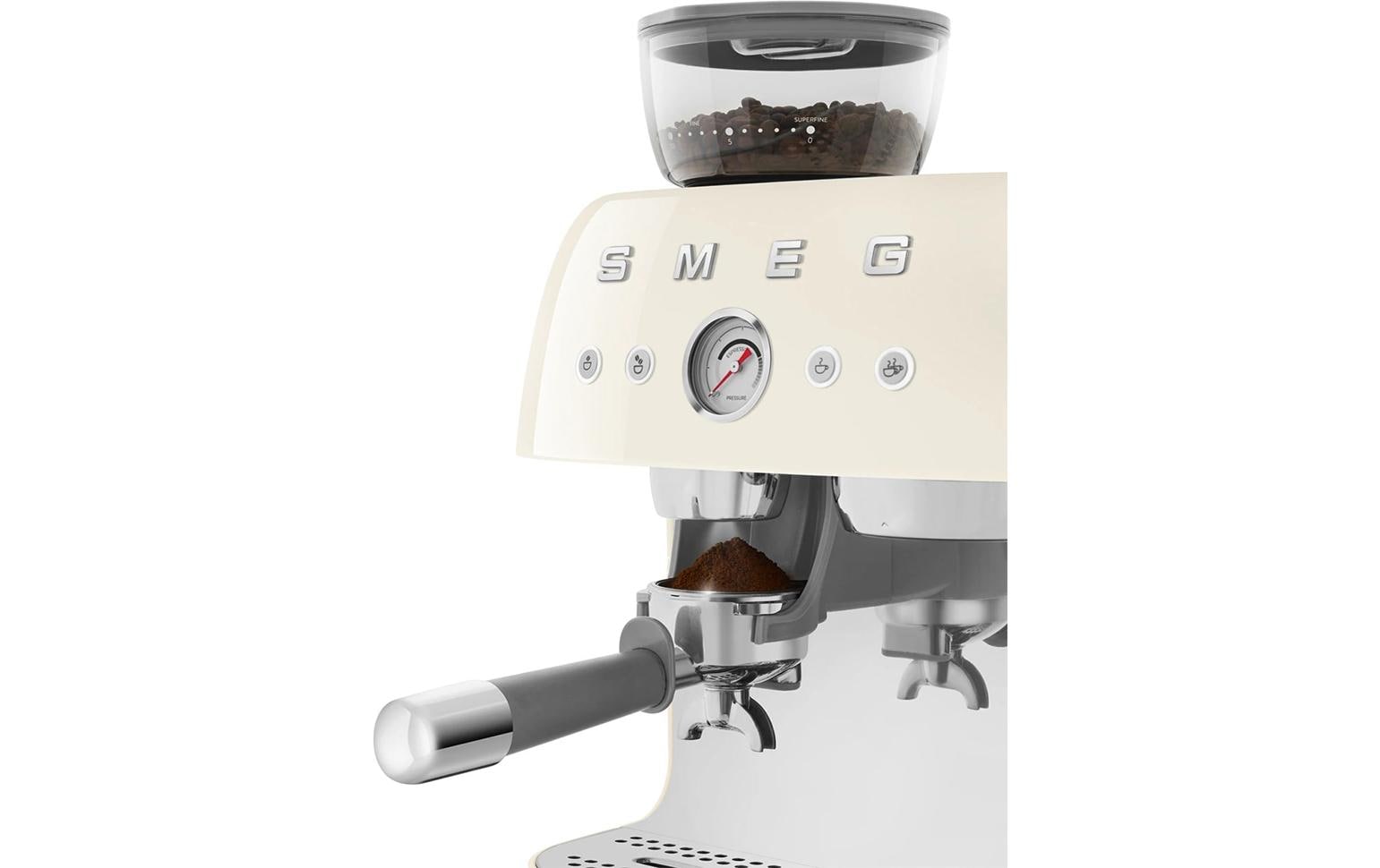 Smeg 50's EGF03CREU Siebträgermaschine – 15 bar, 2,4 l, 250 g, Kegelmahlwerk, Crème