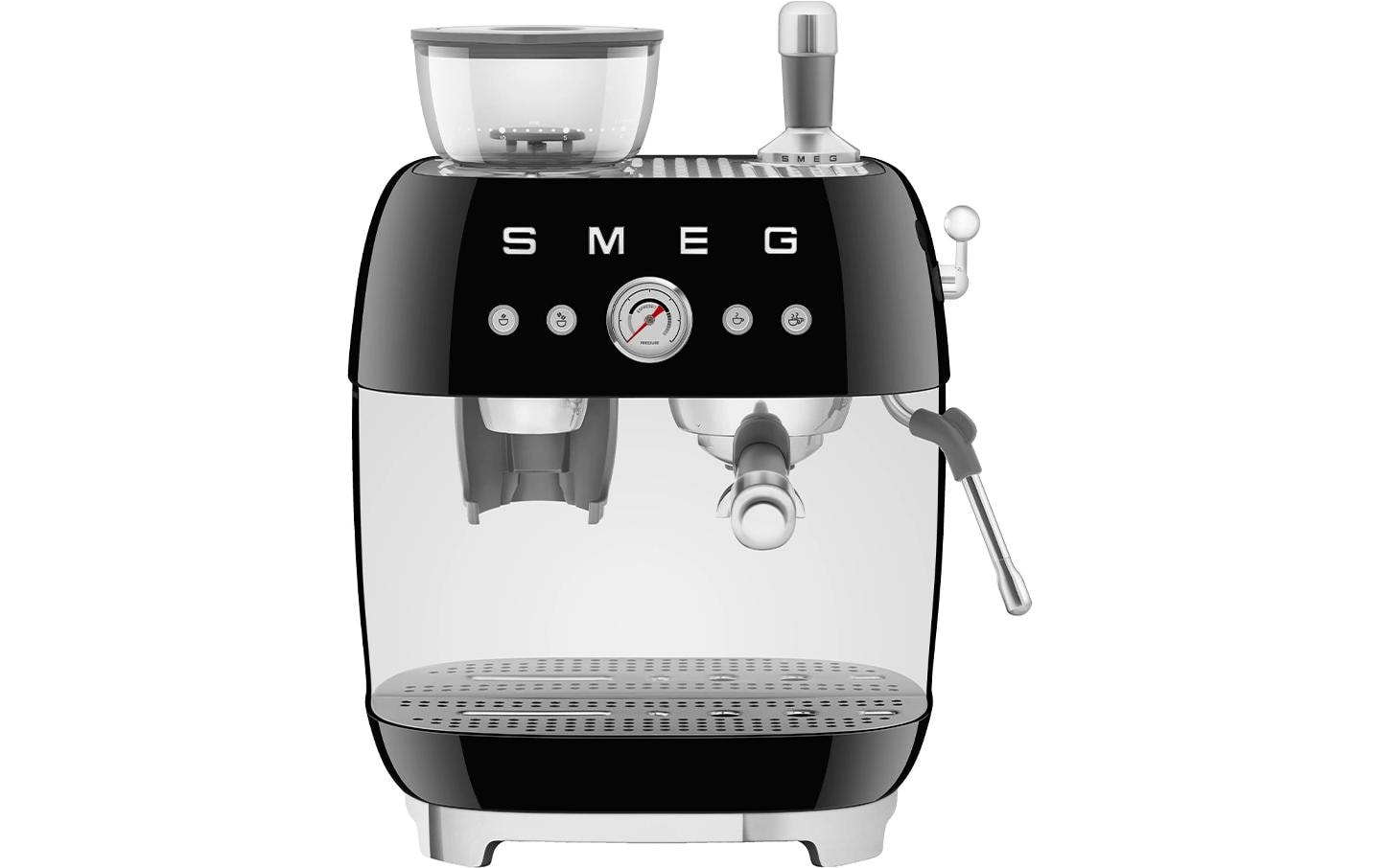 Smeg 50's EGF03BLEU Siebträgermaschine – 15 bar, 2,4 l, 250 g, Kegelmahlwerk, Schwarz