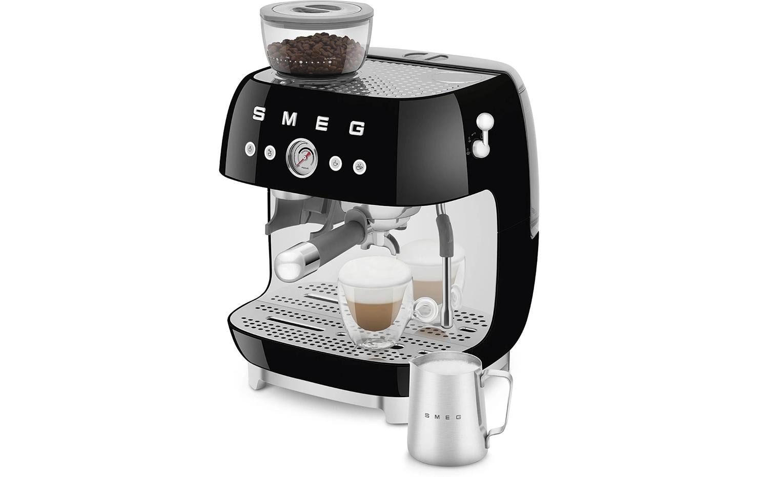 Smeg 50's EGF03BLEU Siebträgermaschine – 15 bar, 2,4 l, 250 g, Kegelmahlwerk, Schwarz