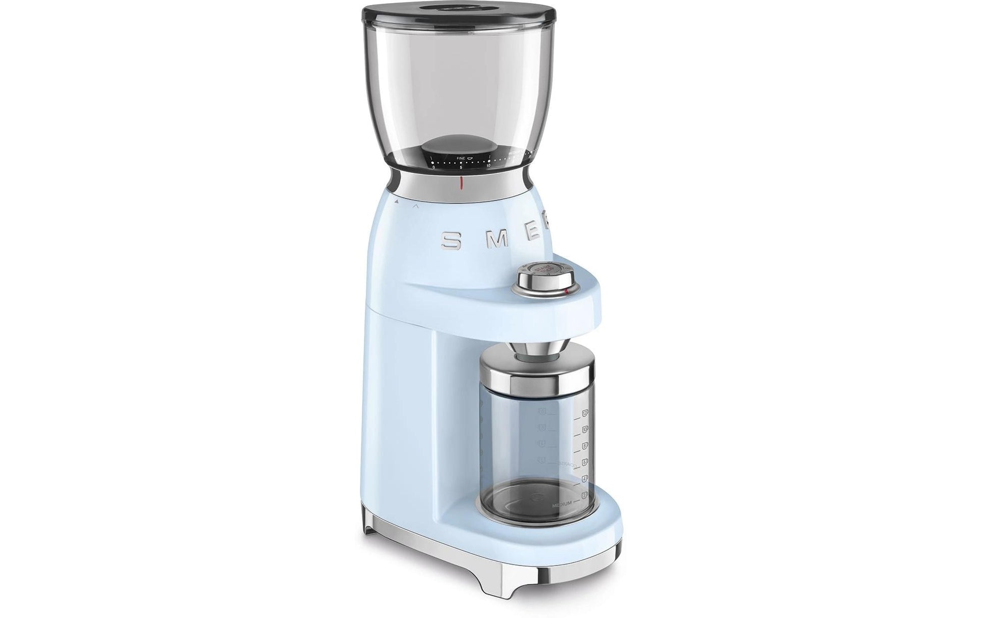 Smeg Kaffeemühle CGF11PBEU – Kegelmahlwerk, 350 g, 150 W, Hellblau