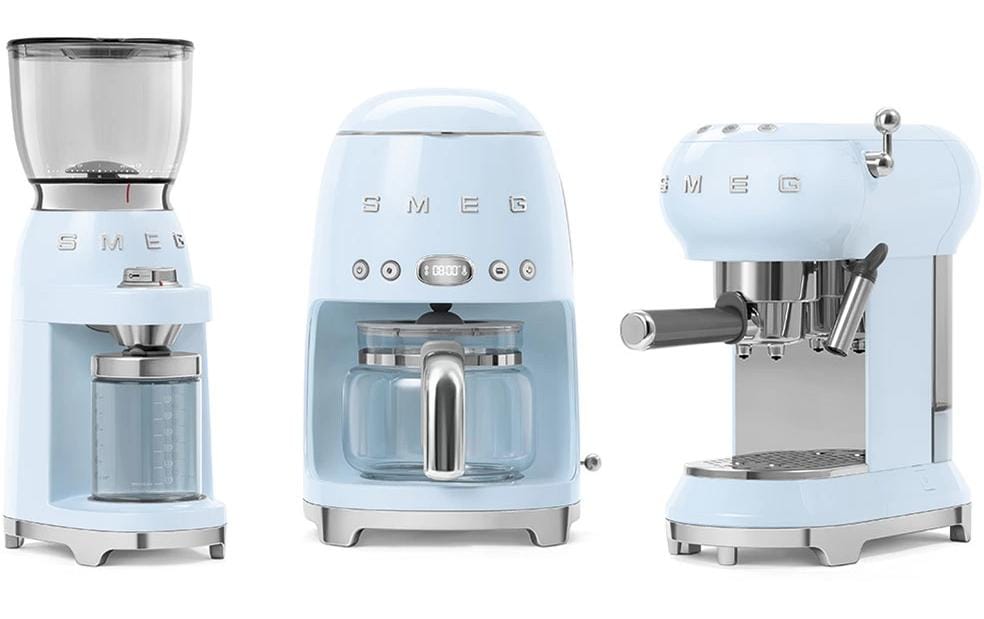 Smeg Kaffeemühle CGF11PBEU – Kegelmahlwerk, 350 g, 150 W, Hellblau