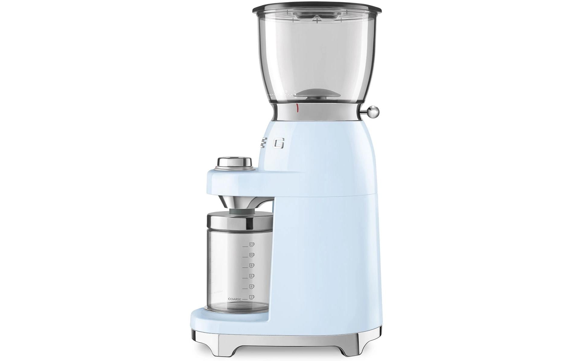Smeg Kaffeemühle CGF11PBEU – Kegelmahlwerk, 350 g, 150 W, Hellblau