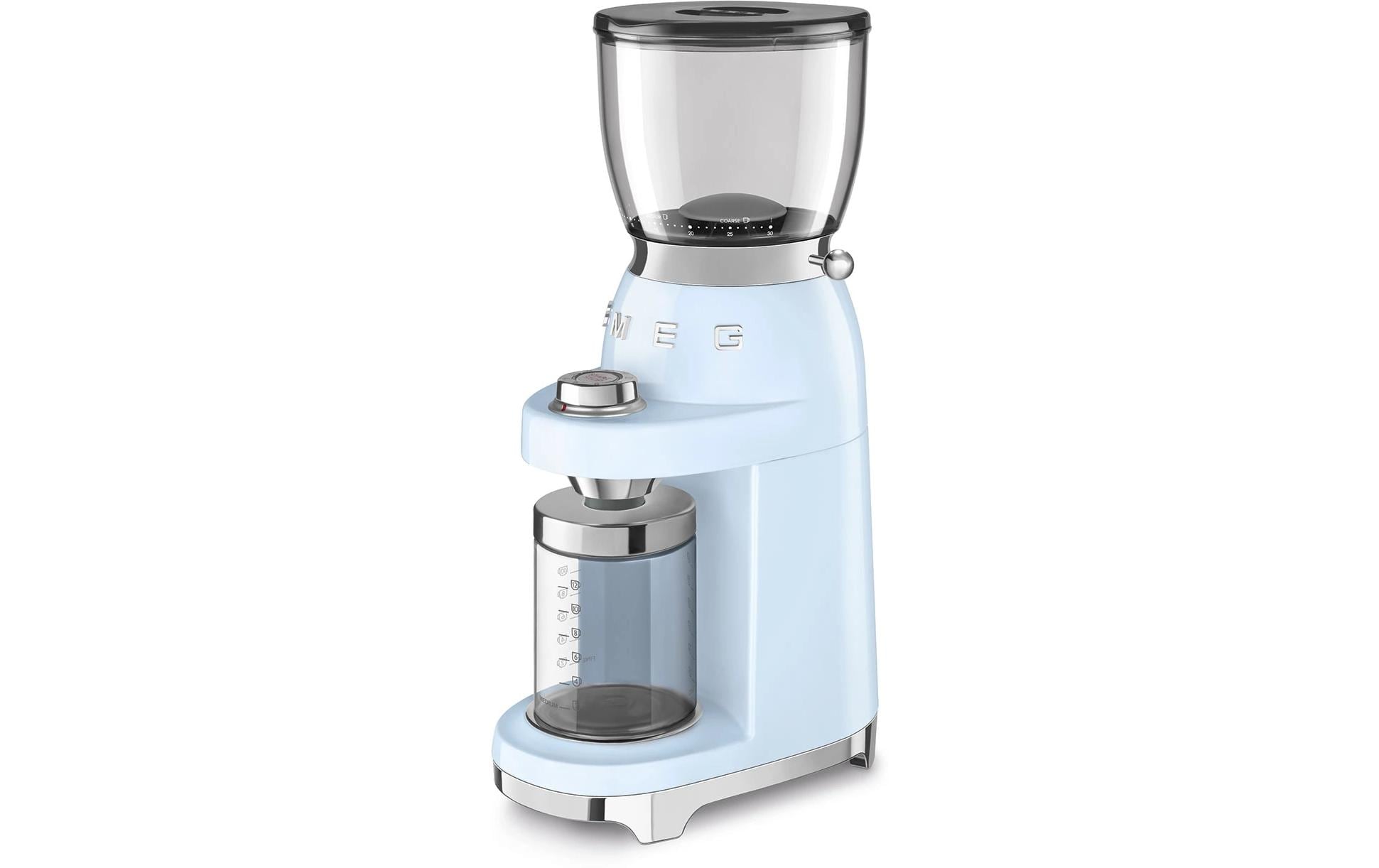 Smeg Kaffeemühle CGF11PBEU – Kegelmahlwerk, 350 g, 150 W, Hellblau