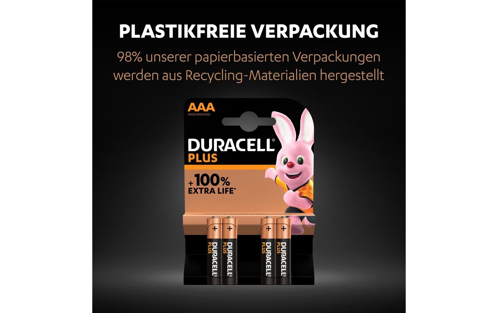 Duracell AAA Batterien, Alkaline, 1,5 V – 4 Stk.