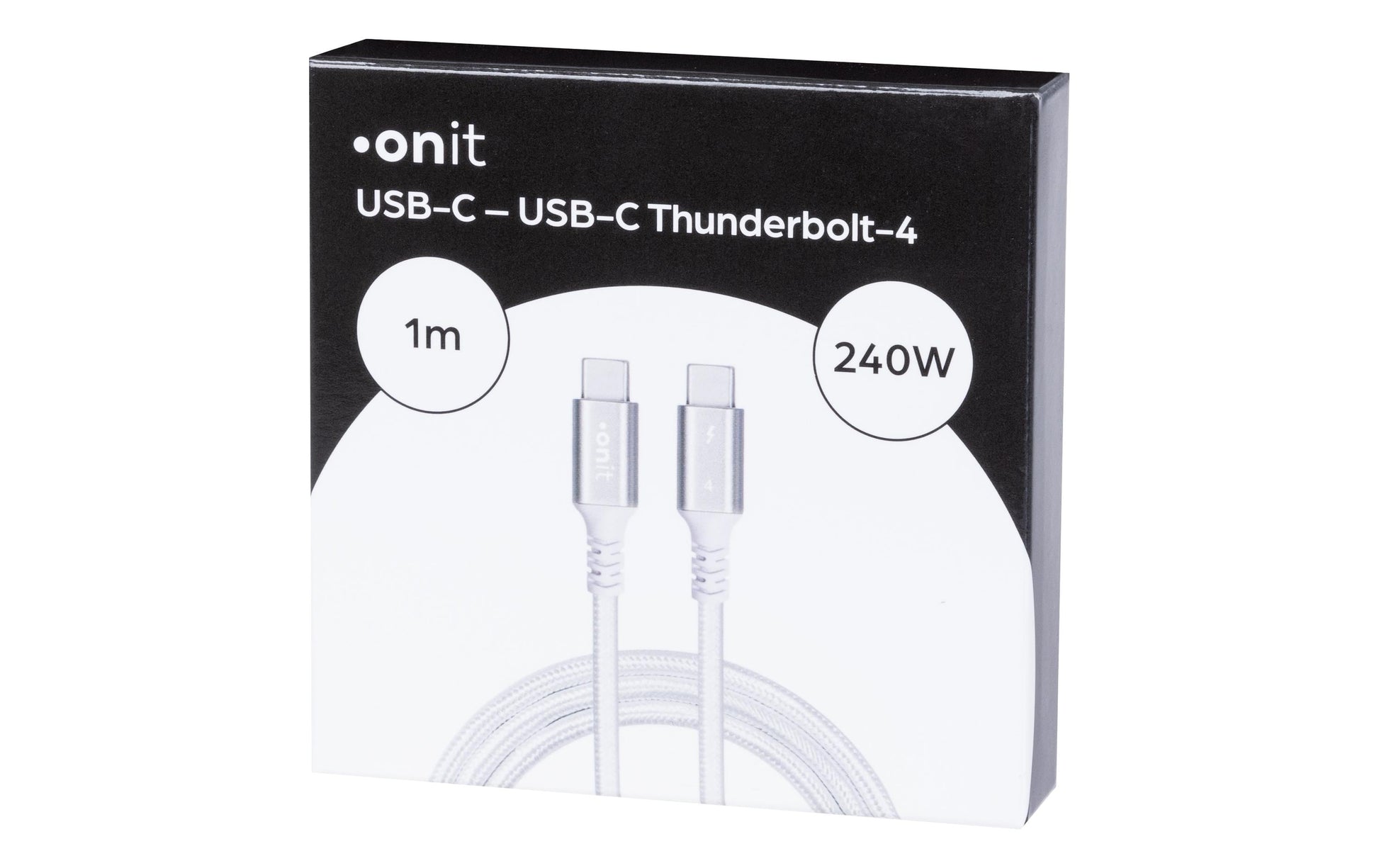 ONIT Thunderbolt 4 (USB-C) Kabel – 40 Gbit/s – 1 m – PD 240 W – Textilmantel – Weiss