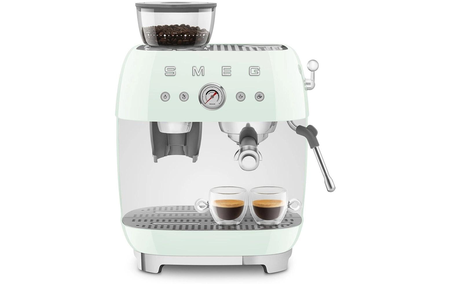 Smeg 50's EGF03PGEU Siebträgermaschine – 15 bar, 2,4 l, 250 g, Kegelmahlwerk, Grün