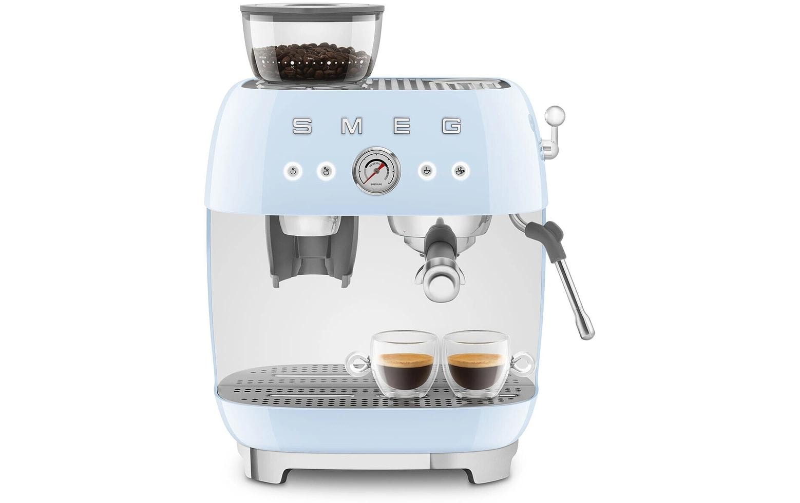 Smeg 50's EGF03PBEU Siebträgermaschine – 15 bar, 2,4 l, 250 g, Kegelmahlwerk, Blau