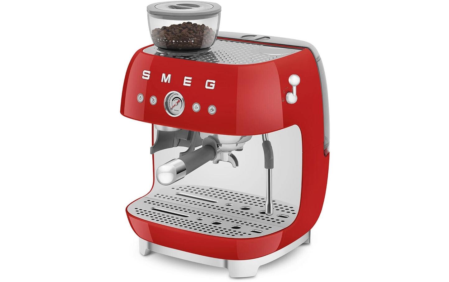 Smeg 50's EGF03RDEU Siebträgermaschine – 15 bar, 2,4 l, 250 g, Kegelmahlwerk, Rot