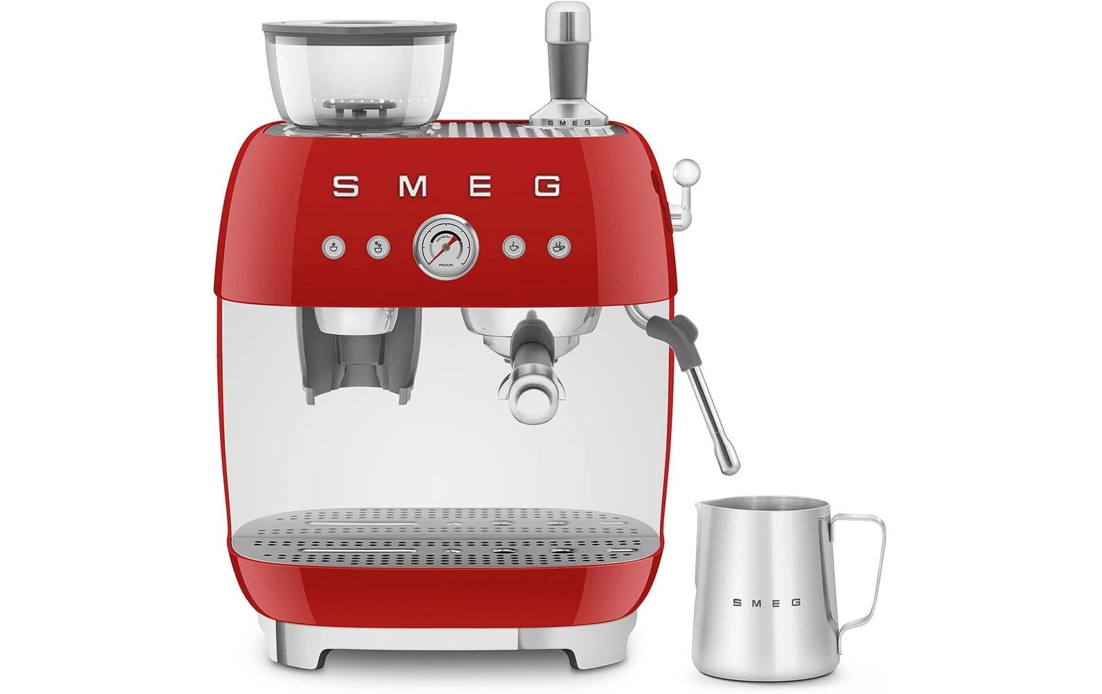 Smeg 50's EGF03RDEU Siebträgermaschine – 15 bar, 2,4 l, 250 g, Kegelmahlwerk, Rot