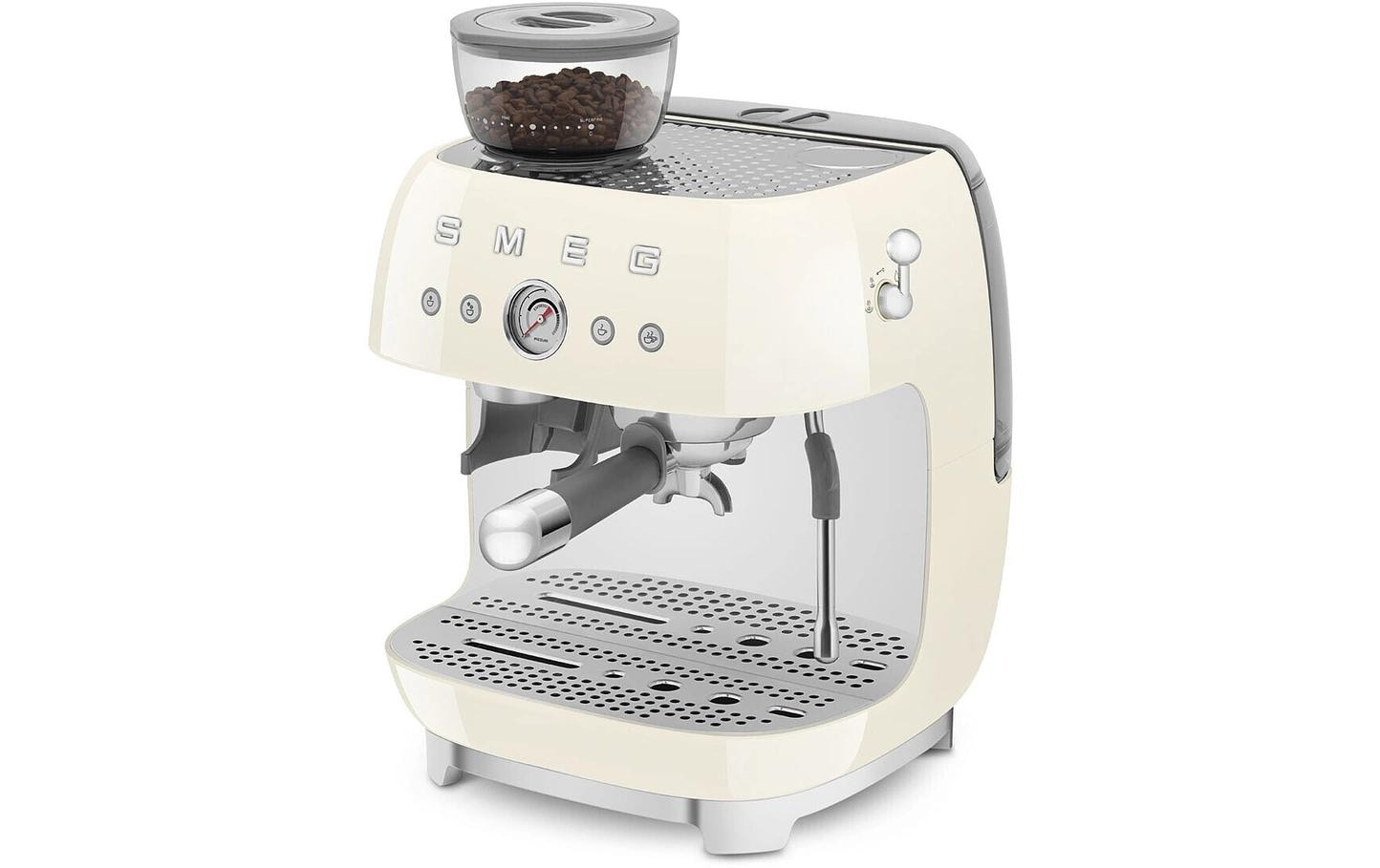 Smeg 50's EGF03CREU Siebträgermaschine – 15 bar, 2,4 l, 250 g, Kegelmahlwerk, Crème