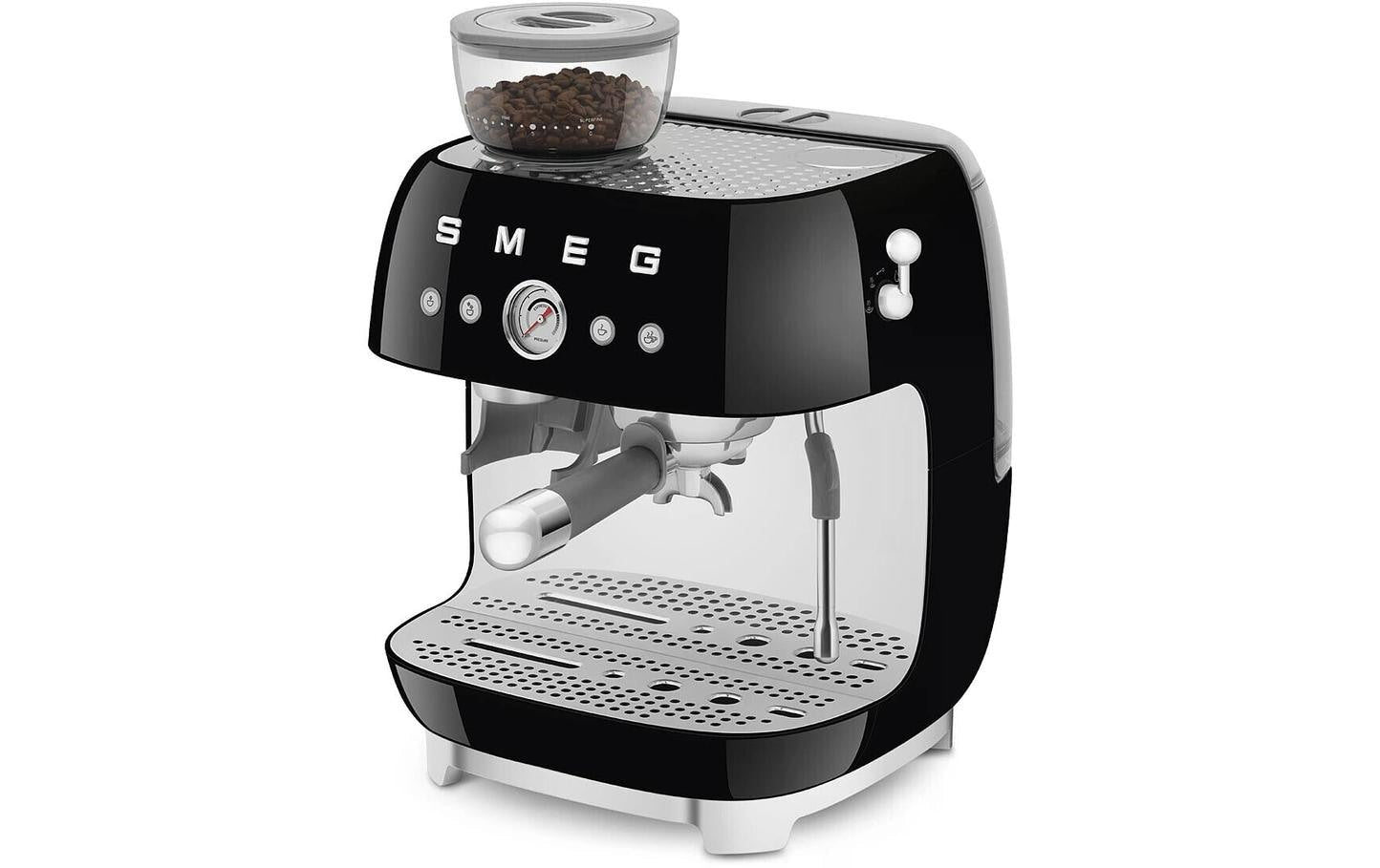 Smeg 50's EGF03BLEU Siebträgermaschine – 15 bar, 2,4 l, 250 g, Kegelmahlwerk, Schwarz