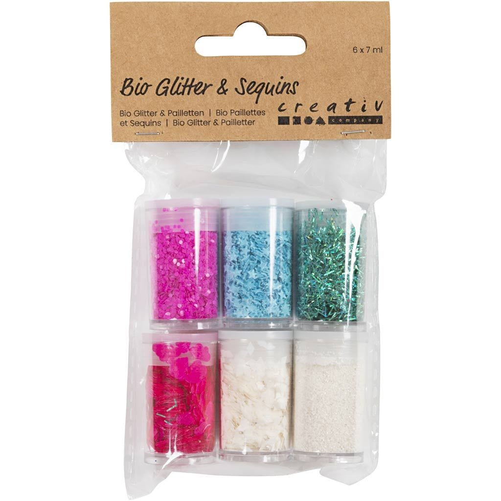 Creativ Company Glitzer- und Pailetten-Set, Mehrfarbig, 6 × 5 g