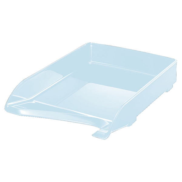 Leitz Briefkorb – mit Griffausschnitt, mit Beschriftungsfeld, glänzend, transparent, B 250 × H 63 × T 350 mm