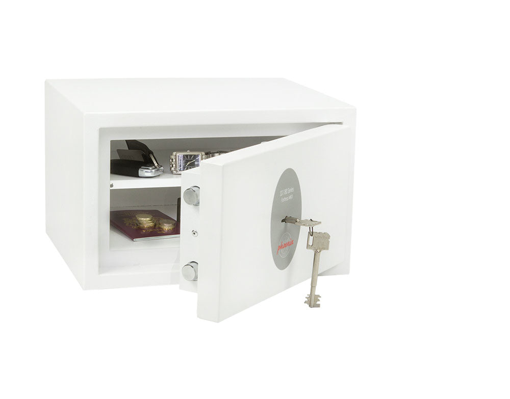 Phoenix Safe Co. Phoenix Tresor Fortress II SS1181K – Schlüsselschloss – 8 l – Bodenmontage – Einbruchschutzklasse S2 – Weiss