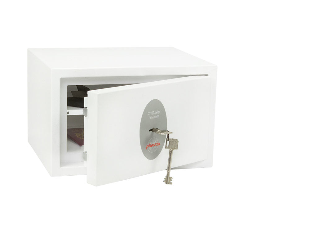 Phoenix Safe Co. Phoenix Tresor Fortress II SS1181K – Schlüsselschloss – 8 l – Bodenmontage – Einbruchschutzklasse S2 – Weiss