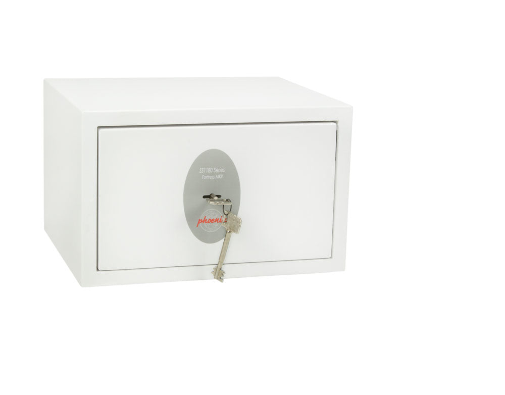 Phoenix Safe Co. Phoenix Tresor Fortress II SS1181K – Schlüsselschloss – 8 l – Bodenmontage – Einbruchschutzklasse S2 – Weiss
