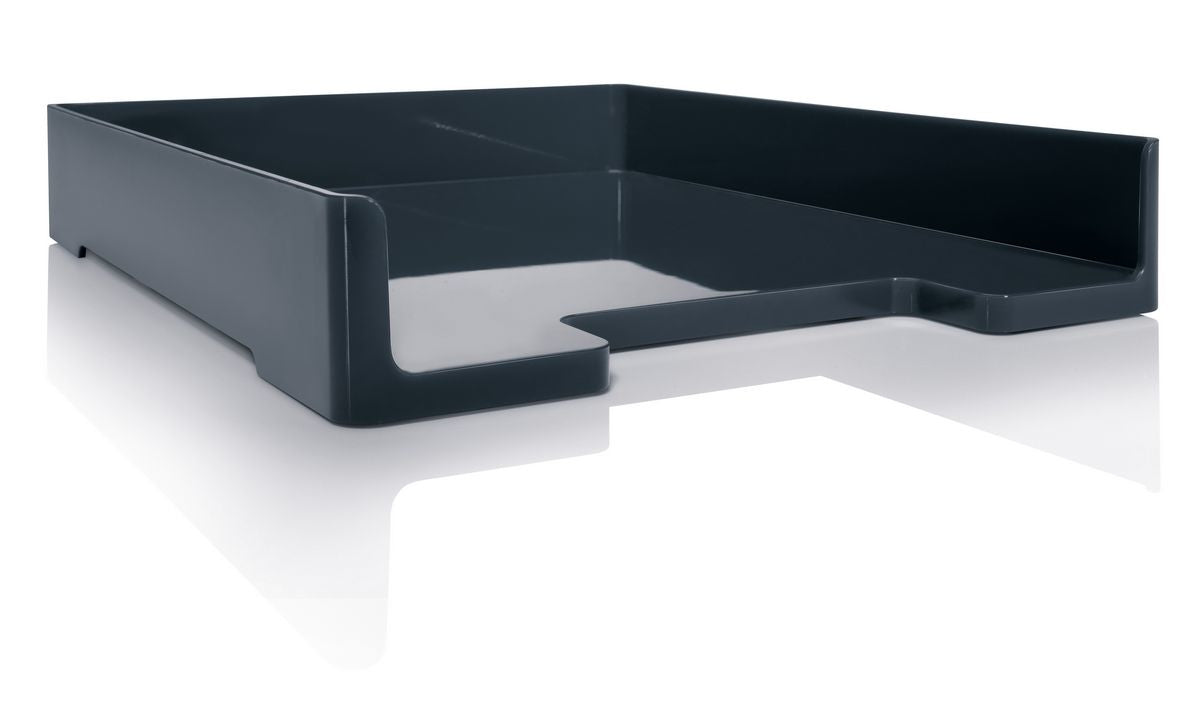 Sigel Briefkorb – mit Griffausschnitt, mit Beschriftungsfeld, glänzend, grau, B 268 × H 50 × T 333 mm
