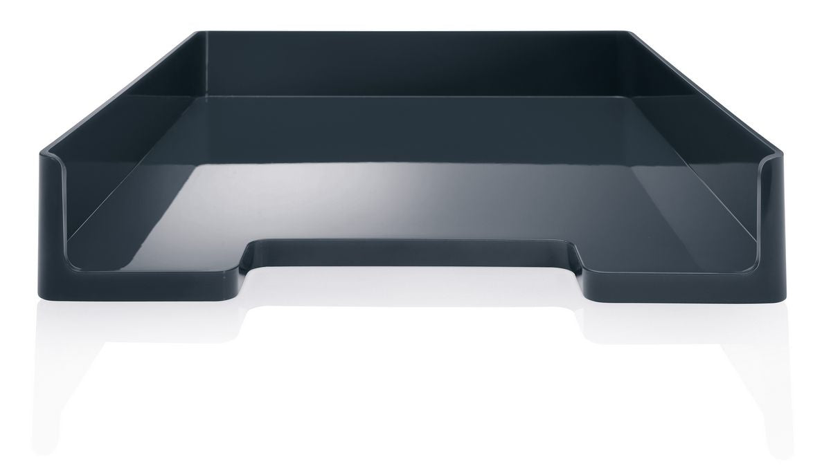 Sigel Briefkorb – mit Griffausschnitt, mit Beschriftungsfeld, glänzend, grau, B 268 × H 50 × T 333 mm