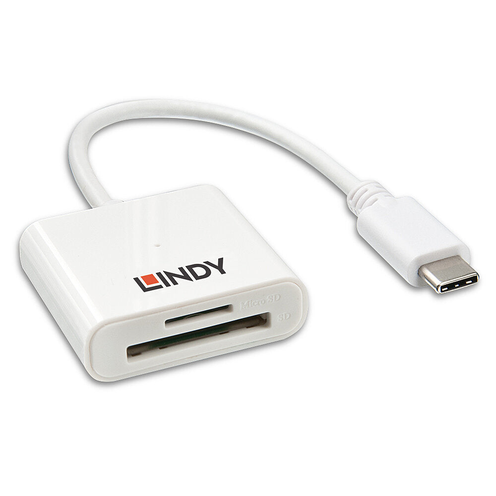 Lindy USB-Kartenleser USB-C – SD/microSD – USB 3.2 Gen 1 (5 Gbit/s) – Weiss