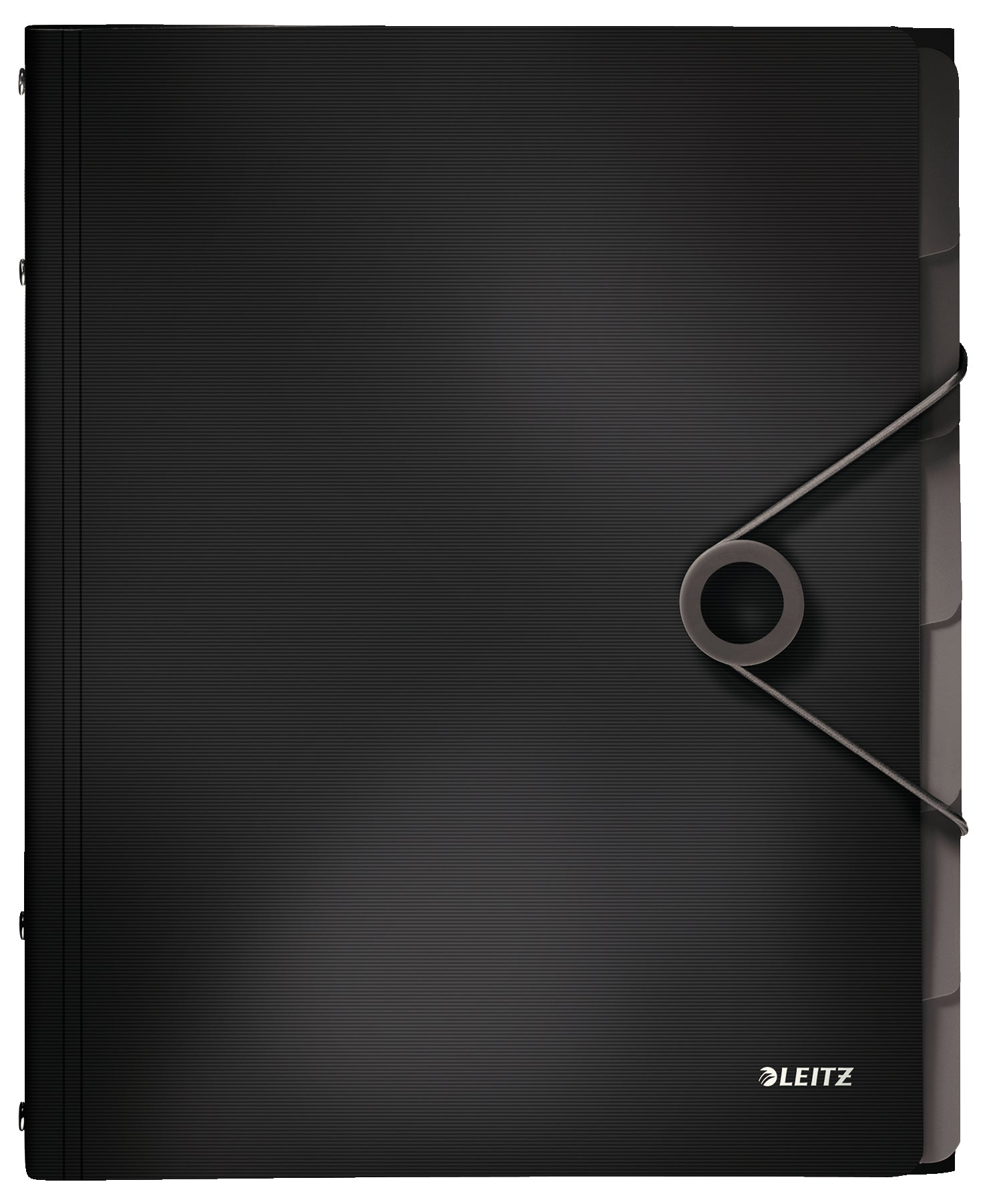 Leitz Fächermappe Solid A4 – 6 Fächer, Gummiband, Polypropylen (PP), Schwarz, 3 Klappen, bis 200 Blatt
