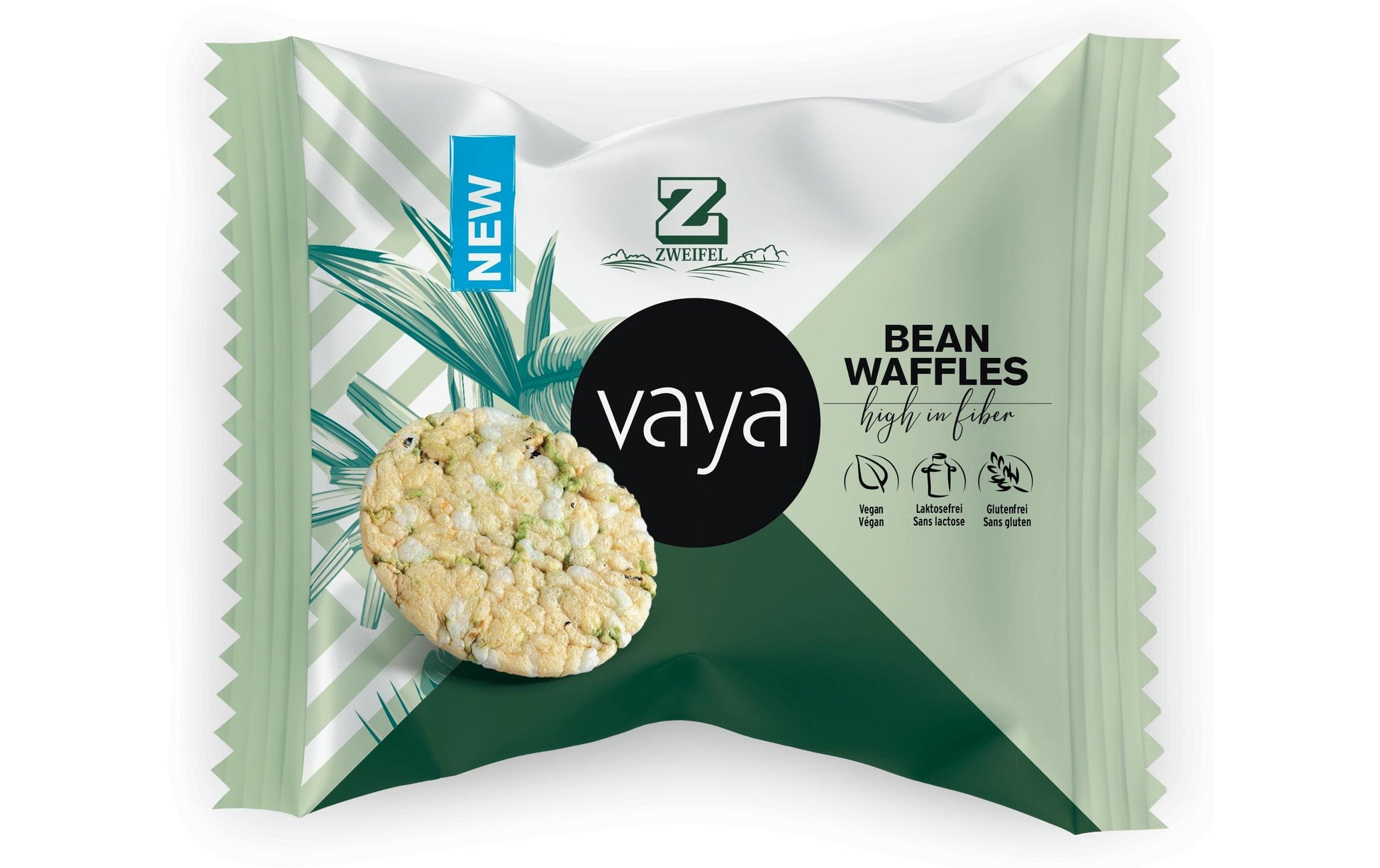 Zweifel Waffeln – Bohnen (Kichererbsen, grüne Erbsen, schwarze Bohnen), vegan, glutenfrei, 4 × 17 g (68 g)