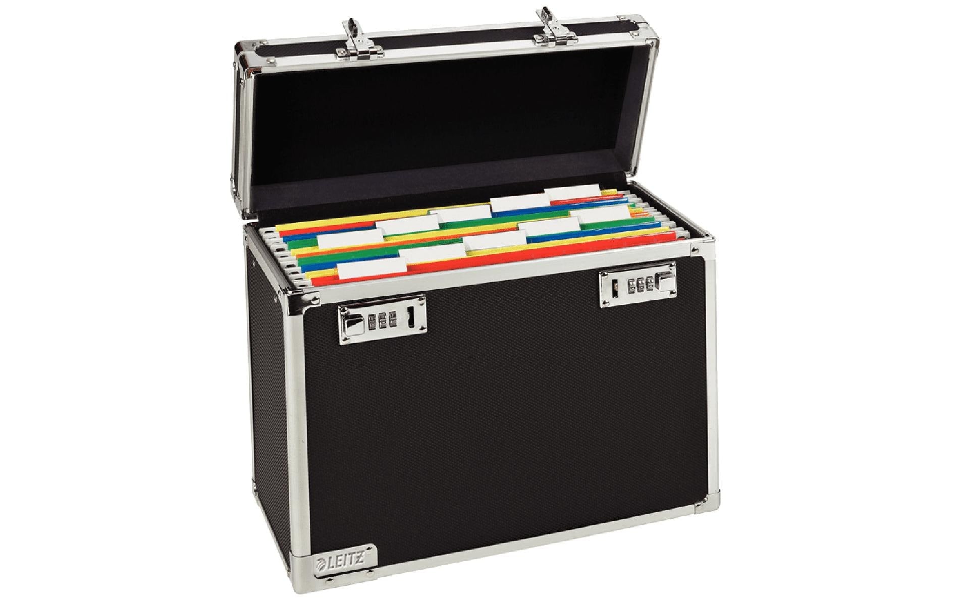 Leitz Hängemappen-Box A4 – für 15 Hängemappen, mit Tragegriff, 366 × 310 × 165 mm, Schwarz, Holz
