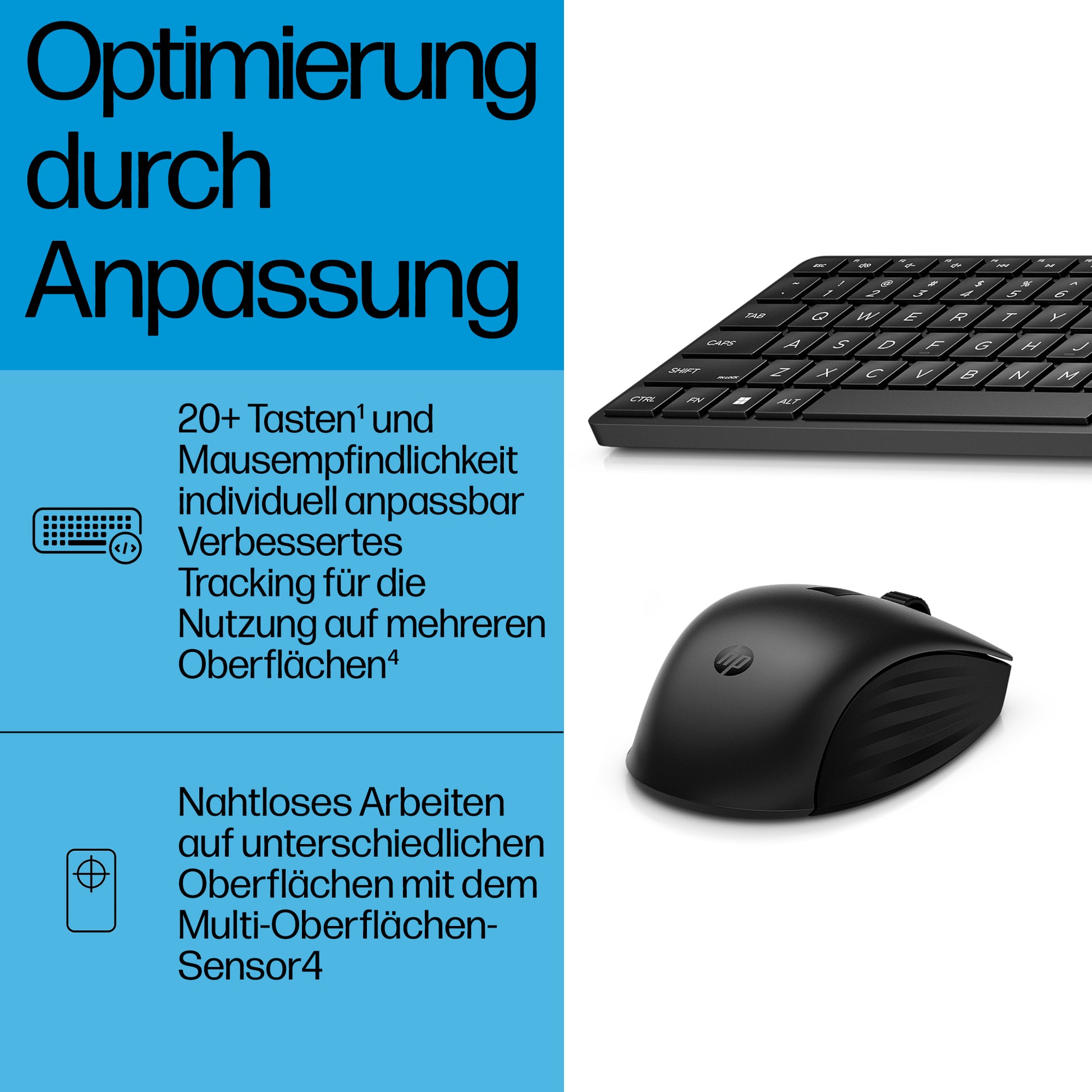 HP 655 – Tastatur, kabellos, weiss