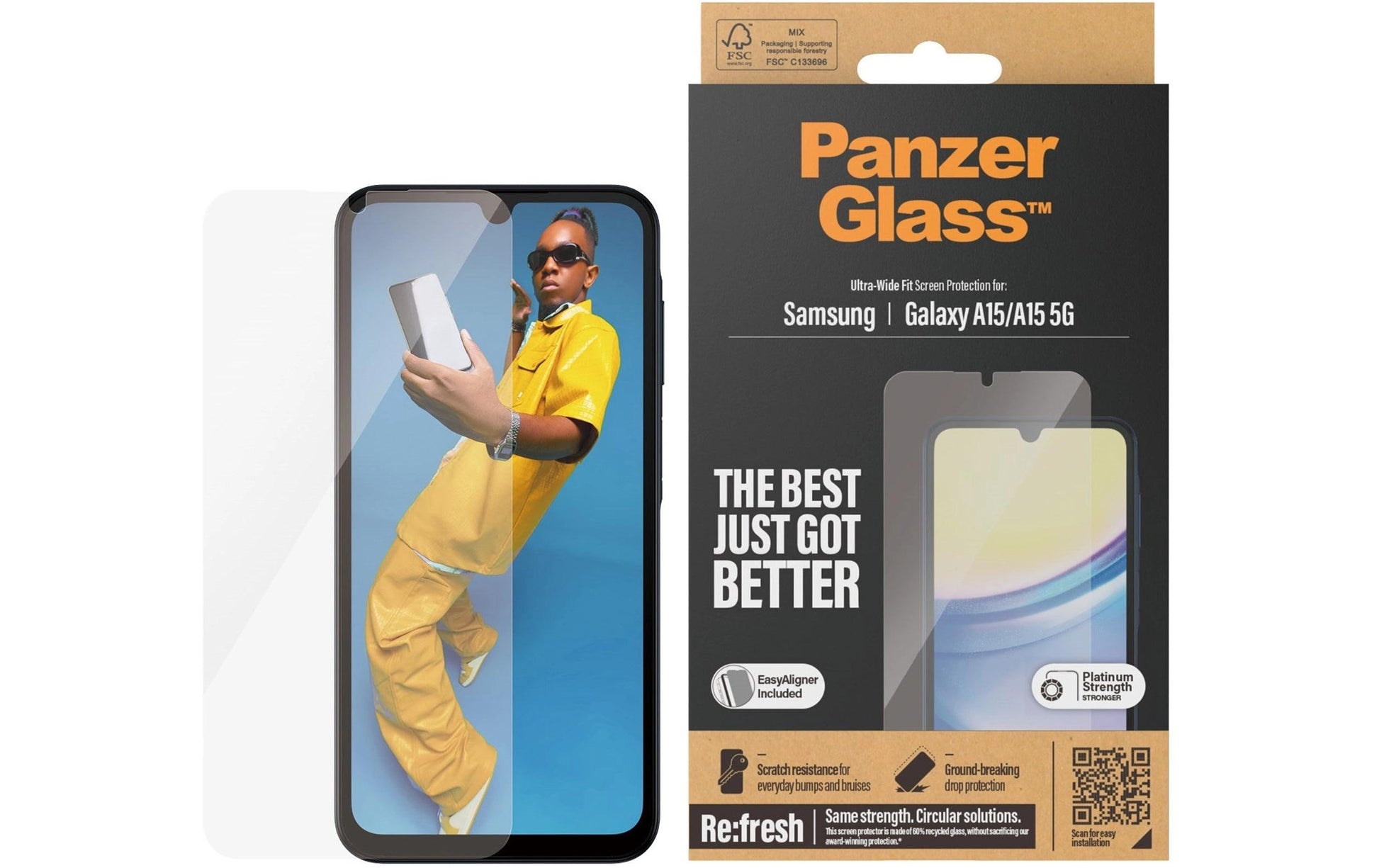 PanzerGlass Displayschutz (Folie), Ultra-Wide Fit – für Galaxy A15/A15 5G