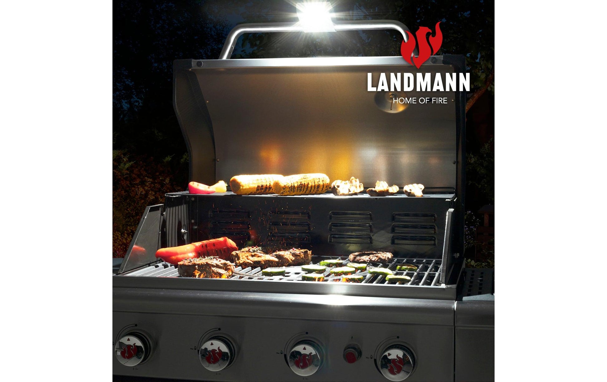 LANDMANN Grillleuchte – 20,0 × 7,5 × 3,0 cm, für Grill, ABS, Schwarz