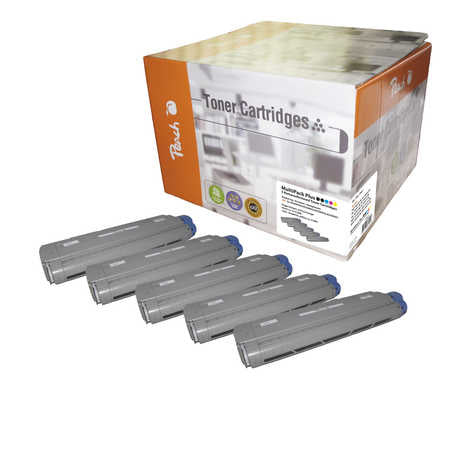 Peach Toner-Multipack – Schwarz 8000, C/M/Y 6000 Seiten – für OKI C 5500 N/C 5550 MFP/C 5800 und andere