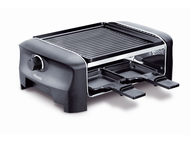 Koenig Raclette-Grill B02222 – 4 Personen, Steinplatte, 600 W – Schwarz